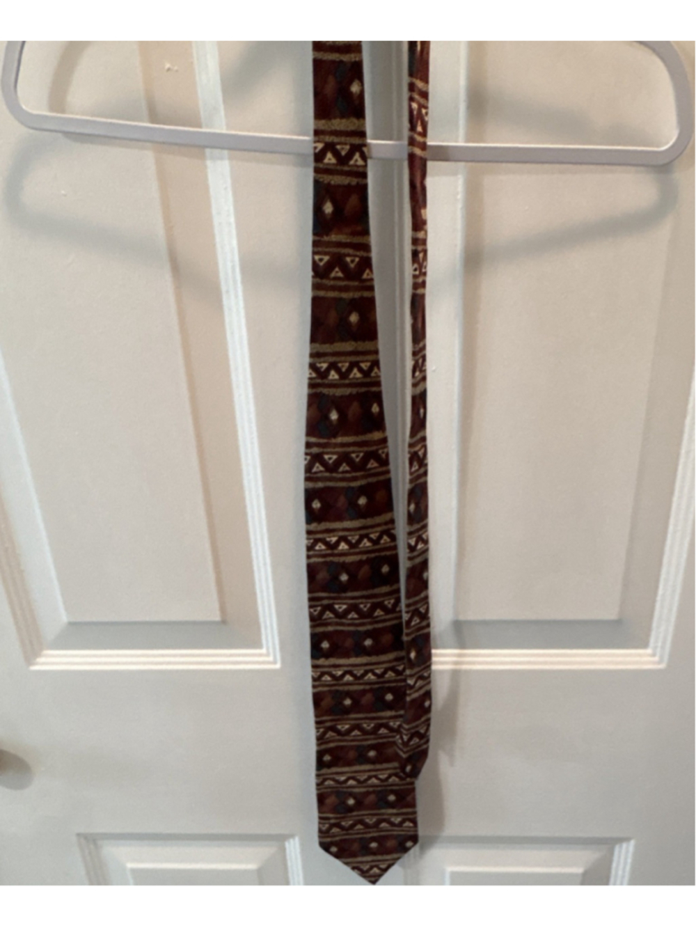 Bandana Blank New York Silk Tie Geometric Pattern Brown Burgundy Beige Blue
